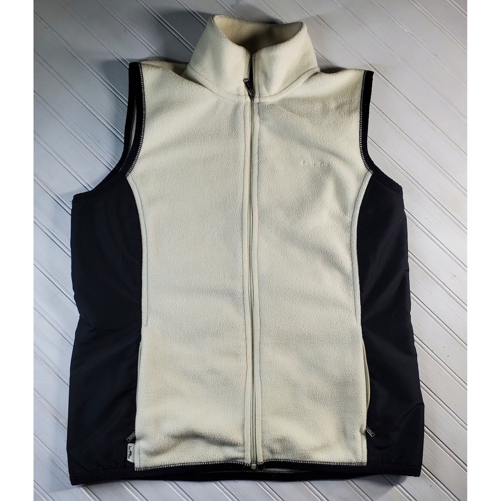 Polo Lauren Ralph Lauren Vest Womens Medium White Fleece Black Active Zip‎